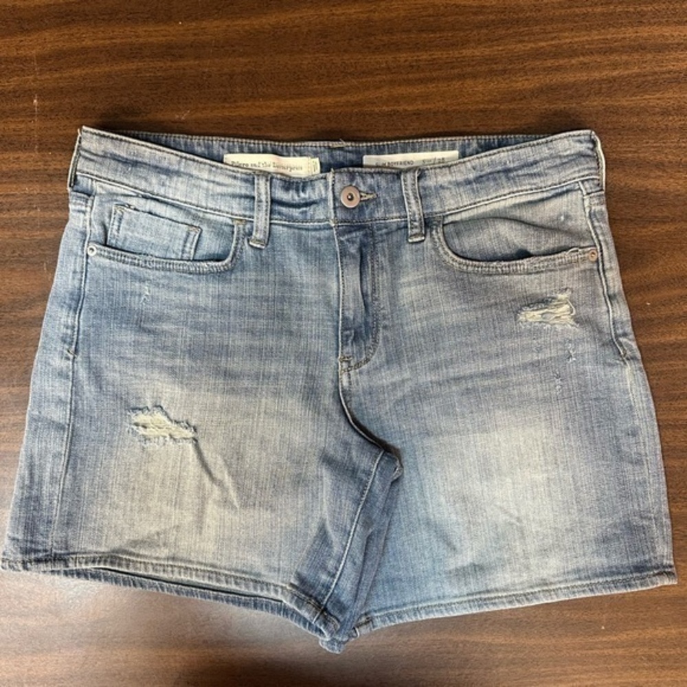 Pilcro and the Letterpress Blue Jean Shorts Distressed Mid-Thigh